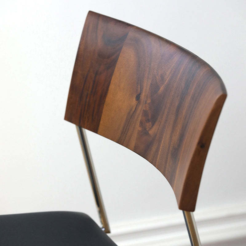 Nordic Curved Wood Leather Dining Chair