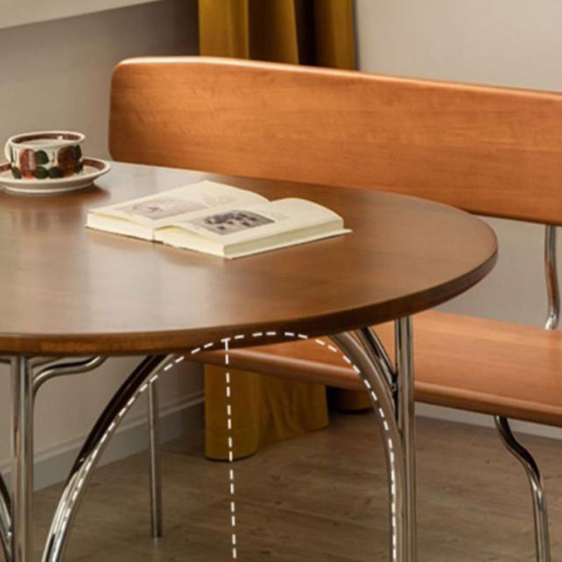 Vintage Pine Ash Wood Elliptical Dining Table For 4