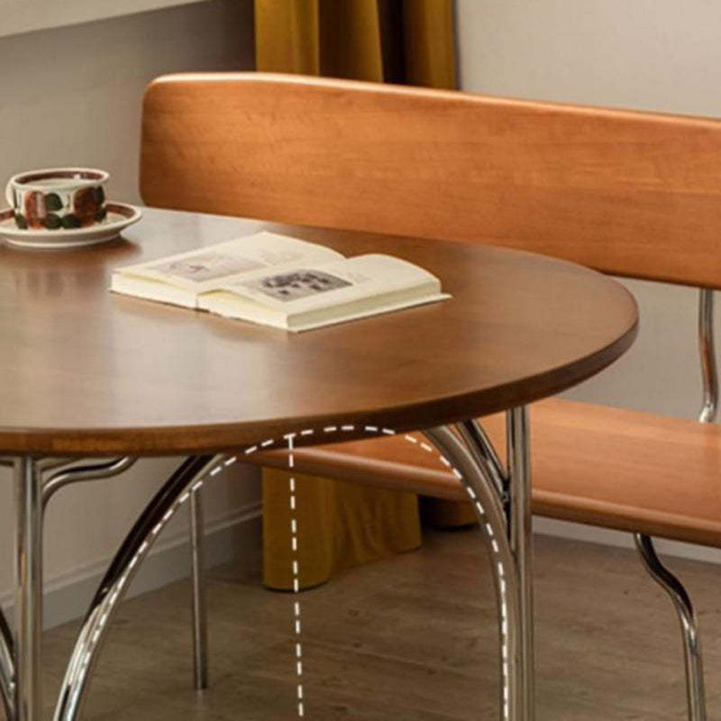 Vintage Pine Ash Wood Elliptical Dining Table For 4