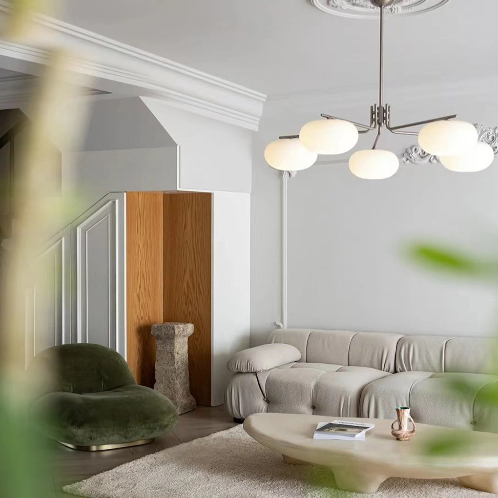5-Light Glass 3-Step Dimming LED Nordic Pendant Chandelier