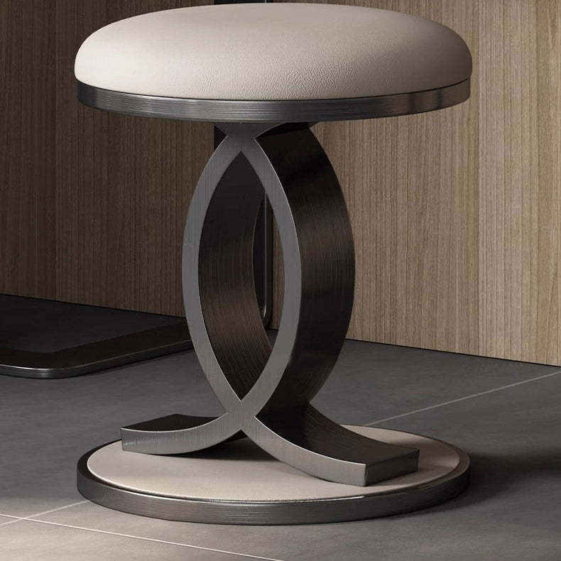 Nordic Round Microfiber Leather Vanity Stool