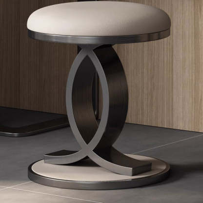 Nordic Round Microfiber Leather Vanity Stool
