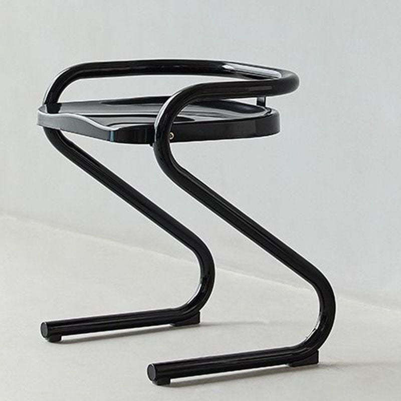 Mid-Century Curved Metal Dining Chair — White Bracket / Black Chair Seat