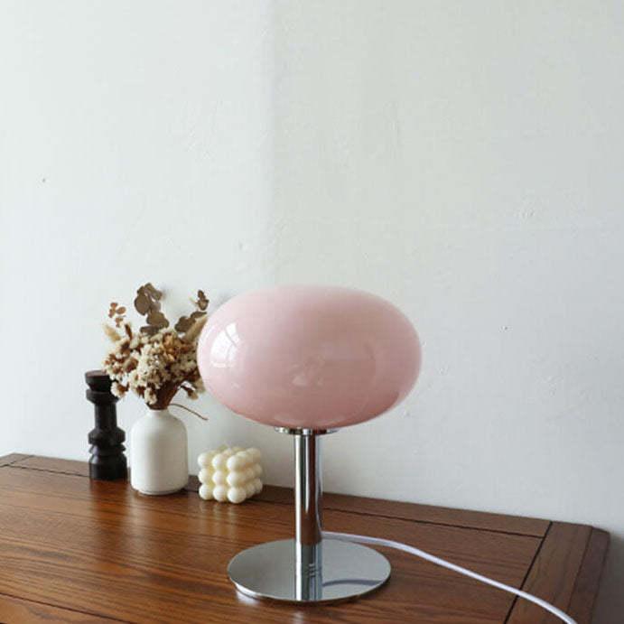 Nordic Vintage Cream Round Glass Table Lamp