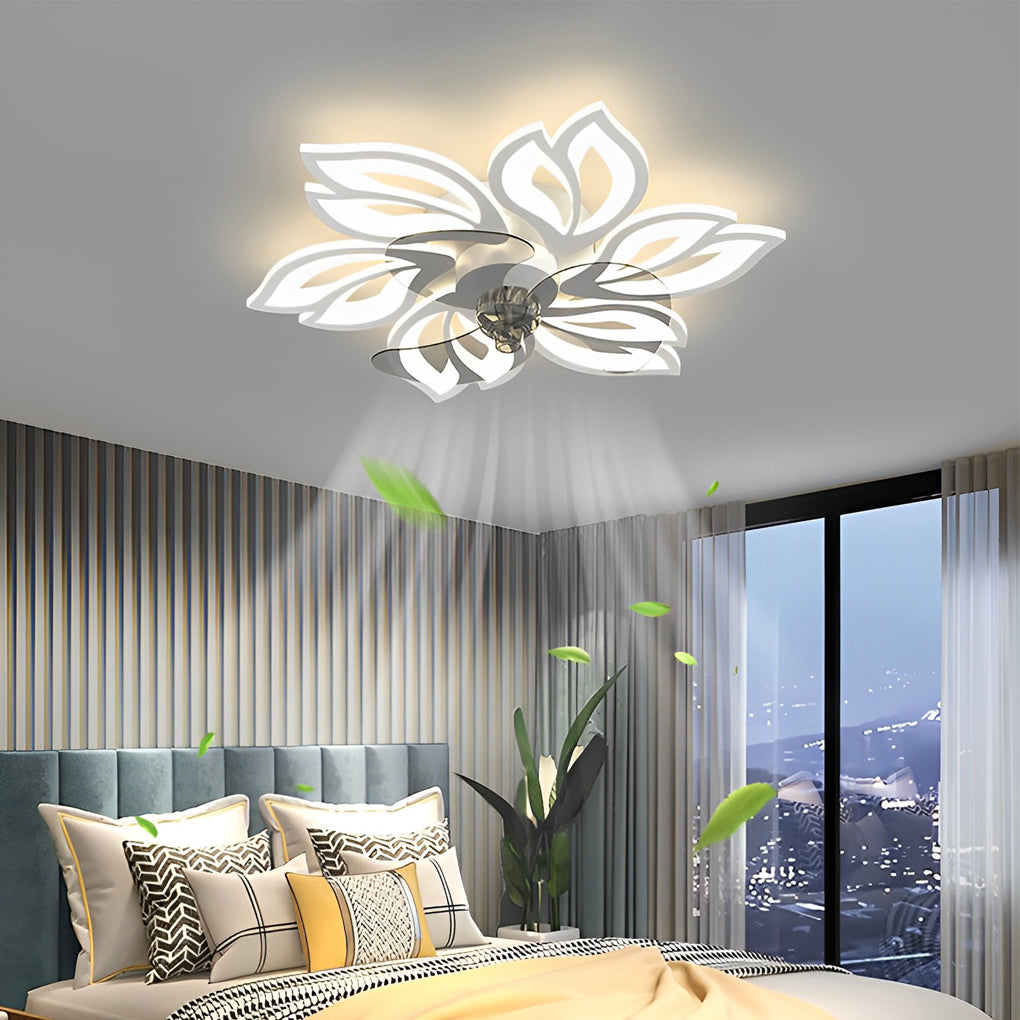 Flower Smart Silent Dimming LED Modern Fan