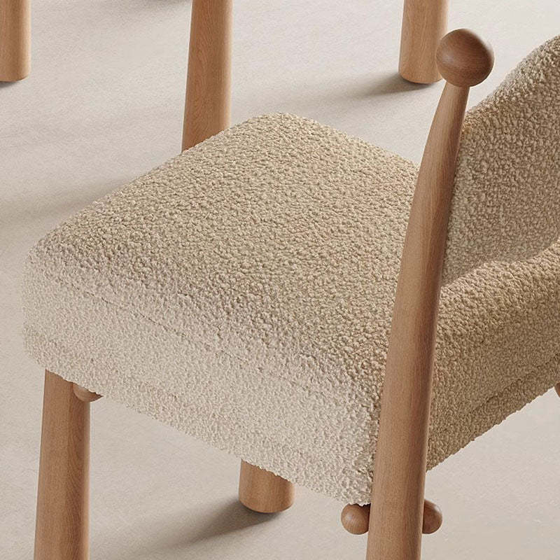 Modern Vertical Wood Lambswool Dining Chair