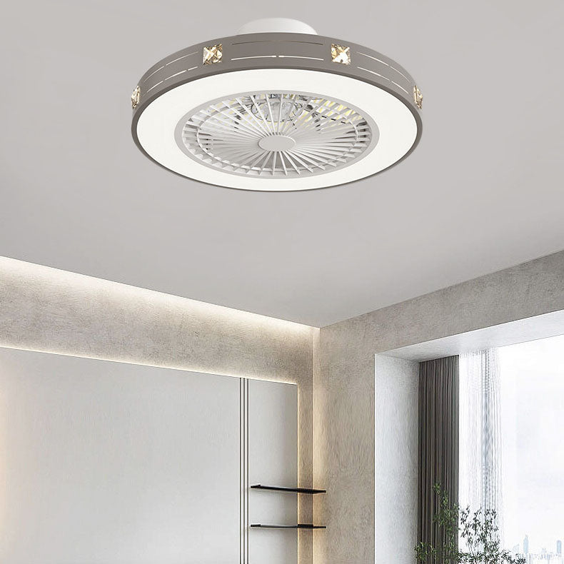 Minimalist Iron Copper LED Flush Mount Ceiling Fan Light