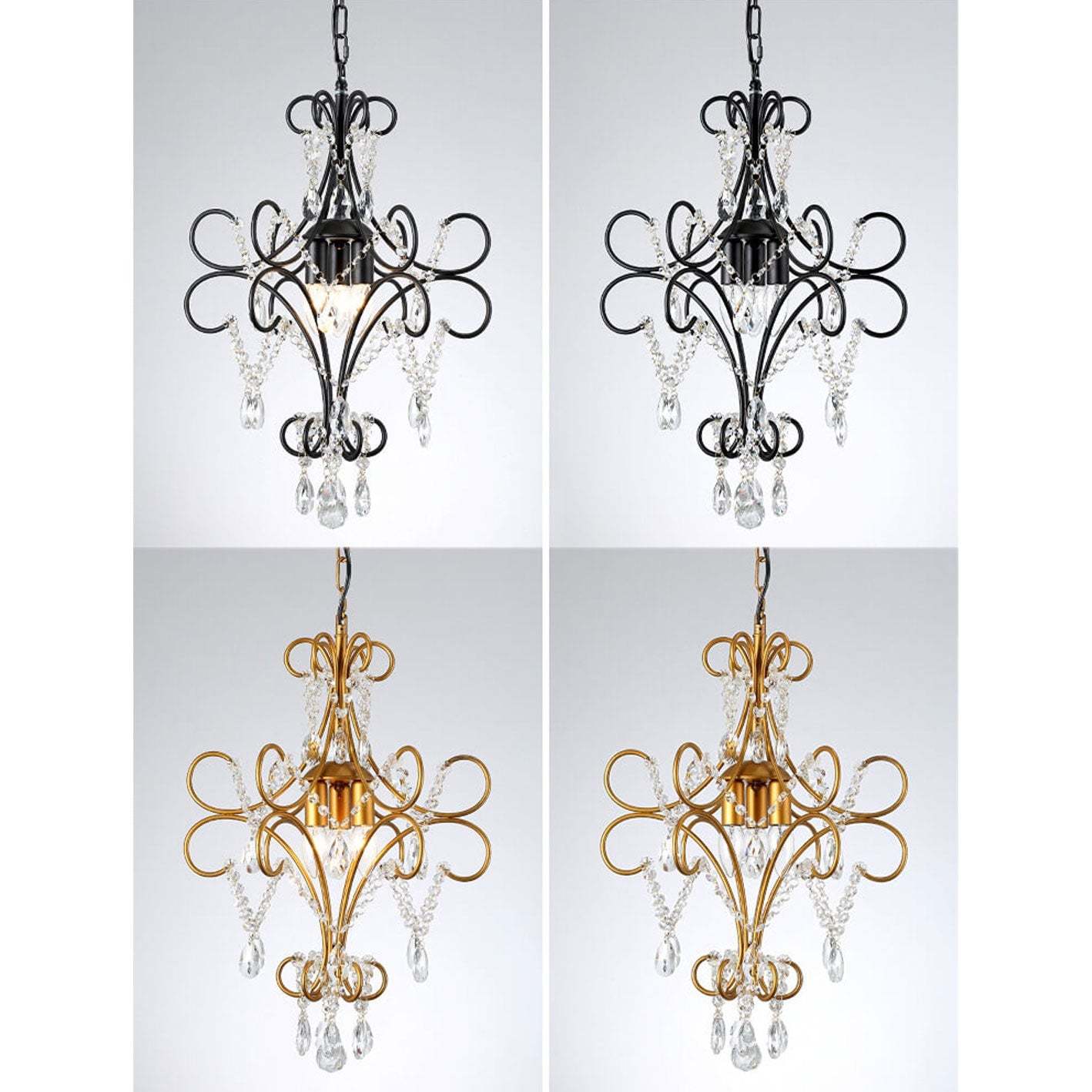 Vintage Luxe Crystal Candle Chandelier — 3 Lights / Black / 110V-120V For US/CA