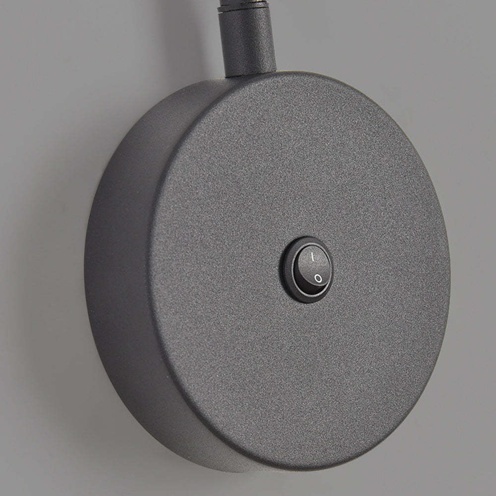 Black/White Tube LED Swing Arm Wall Light Adjustable Wall-Mounted Spotlight Bedroom Sconce Lamp-Lighom