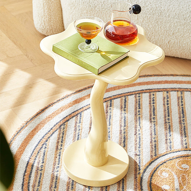 French Petal Wood Iron Side Table