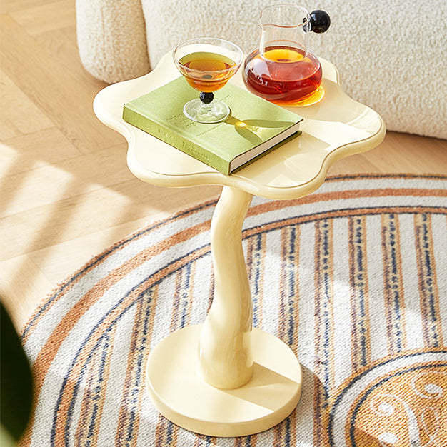 French Petal Wood Iron Side Table