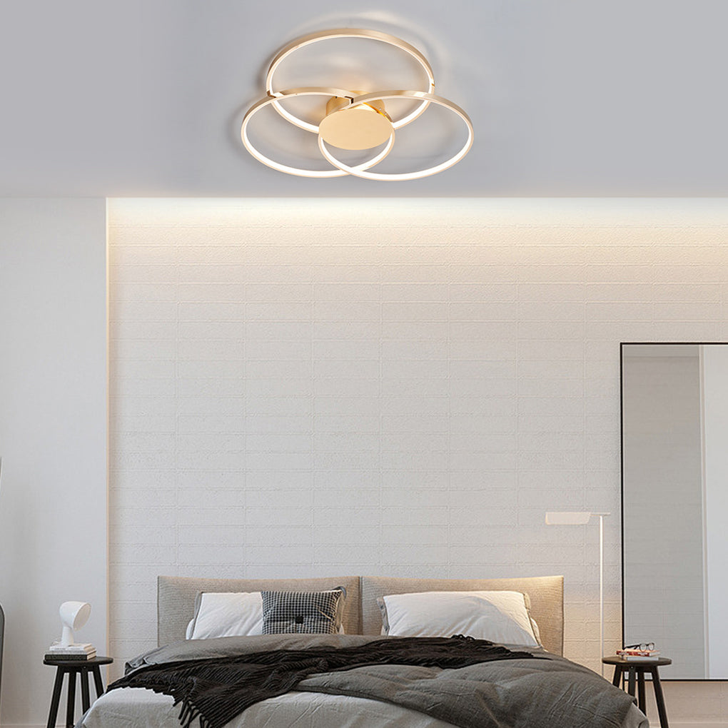 Three-Ring Dimmable Plated Metal Nordic Ceiling Light