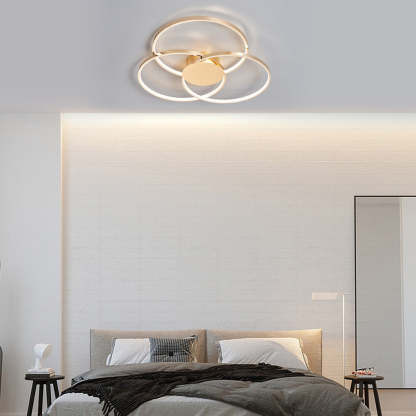 Three-Ring Dimmable Plated Metal Nordic Ceiling Light