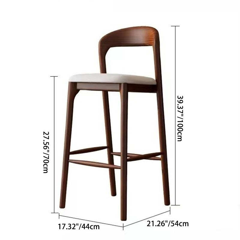 Minimalist Leather Wood Bar Stool