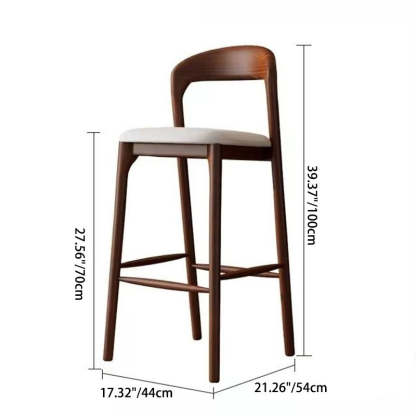 Minimalist Leather Wood Bar Stool