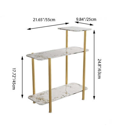 Scandinavian Rock Panel Steel 3-Tier Side Table — Glossy Italian Gray