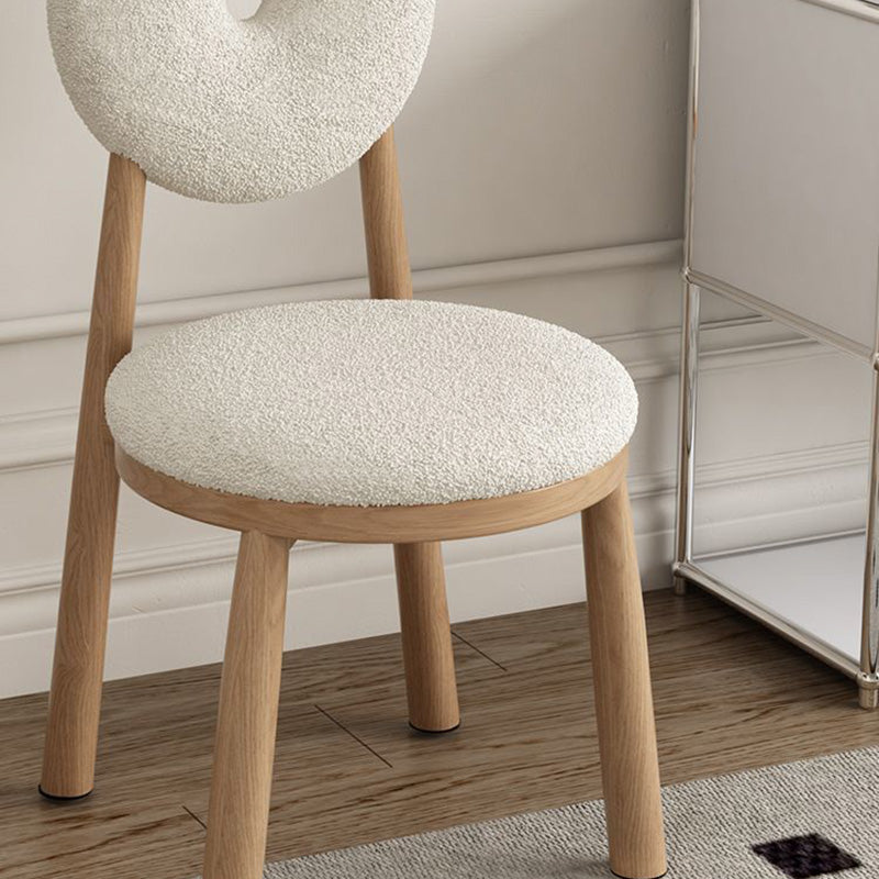 Scandinavian Lambswool Wood Iron Vanity Stool