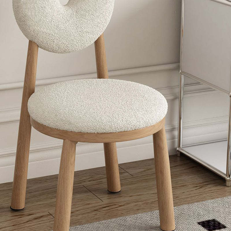 Scandinavian Lambswool Wood Iron Vanity Stool