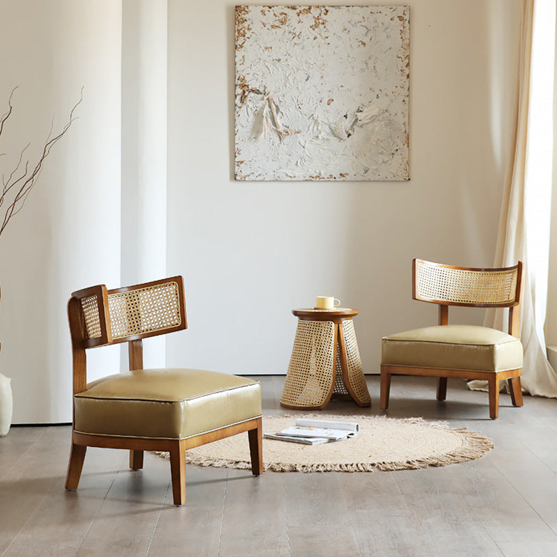 Nordic curved wood leather rattan wood accent chairs, Lighom