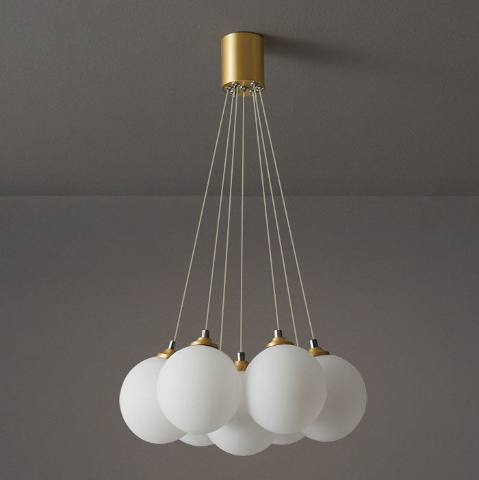 Nordic Luxe Glass Balloon Brass Chandelier