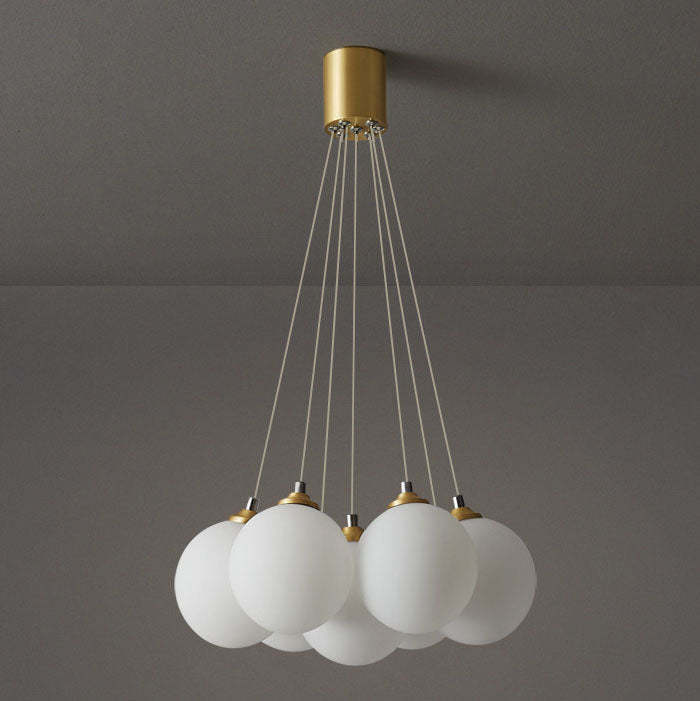 Nordic Luxe Glass Balloon Brass Chandelier