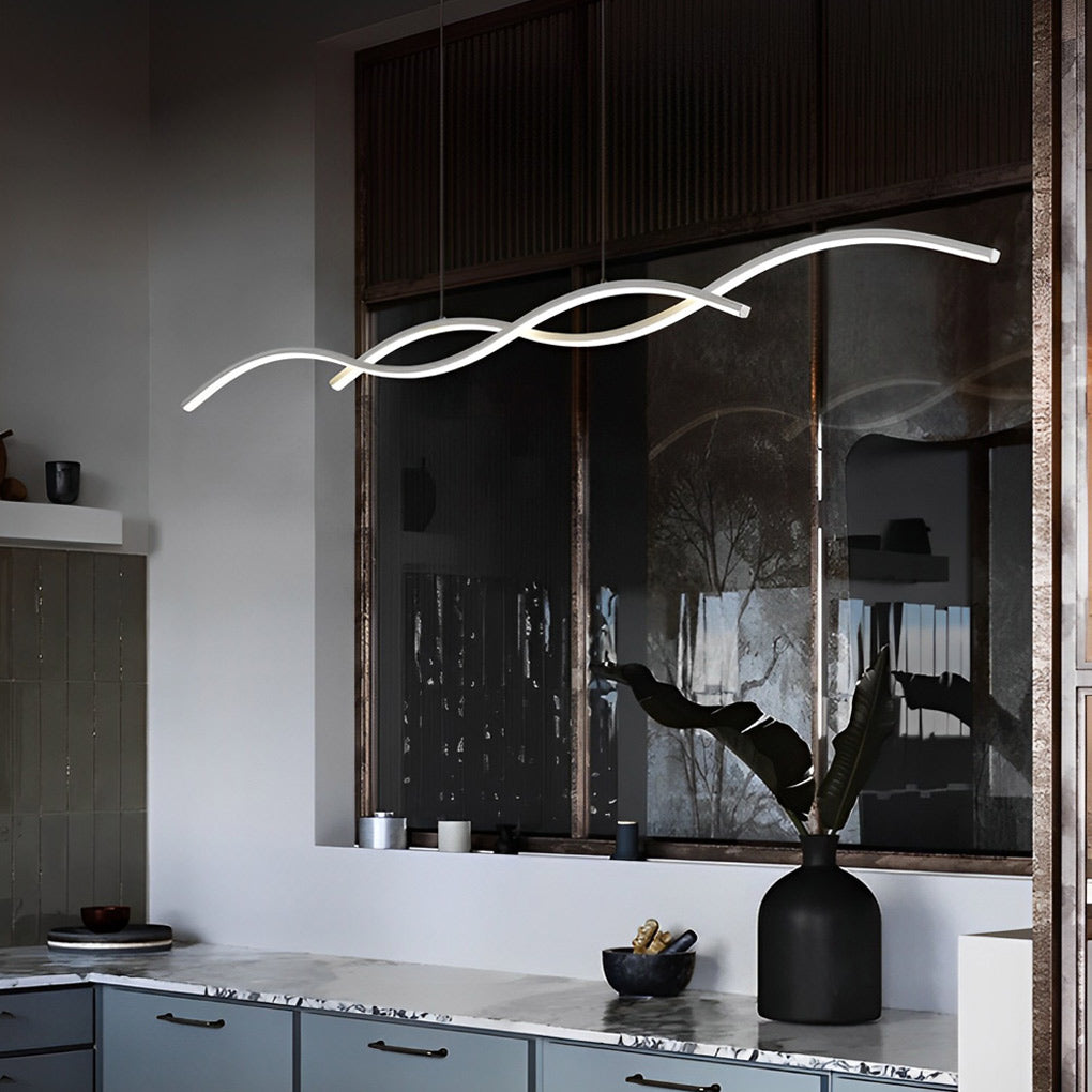 Wavy Minimalist LED Nordic Dining Room Pendant Chandelier