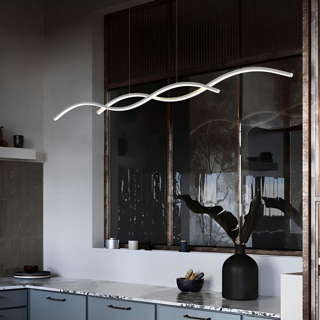 Wavy Minimalist LED Nordic Dining Room Pendant Chandelier