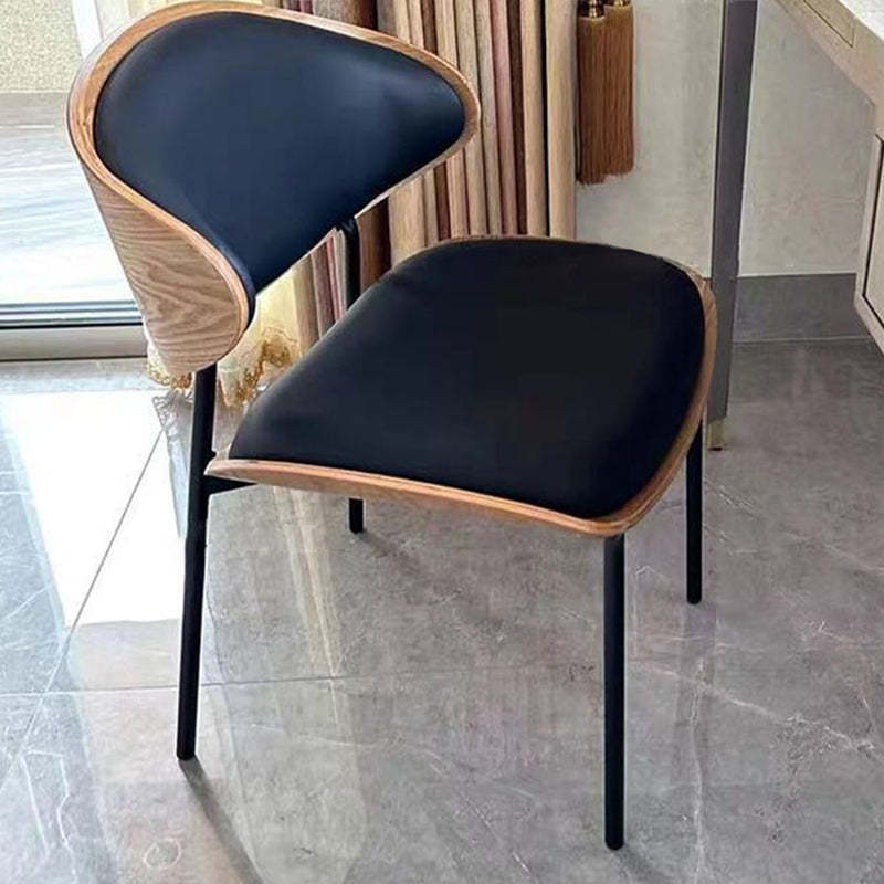 Nordic Walnut Microfiber Leather Dining Chair