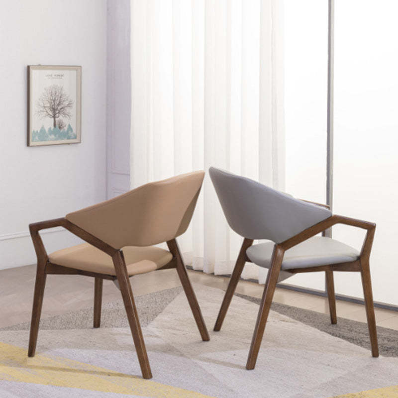 Contemporary Leather Wood Dining Chair