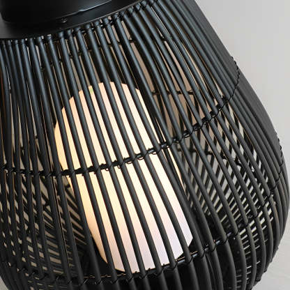 Portable Black Modern Iron Woven E27 Pillar Accent Outdoor Lantern-Lighom