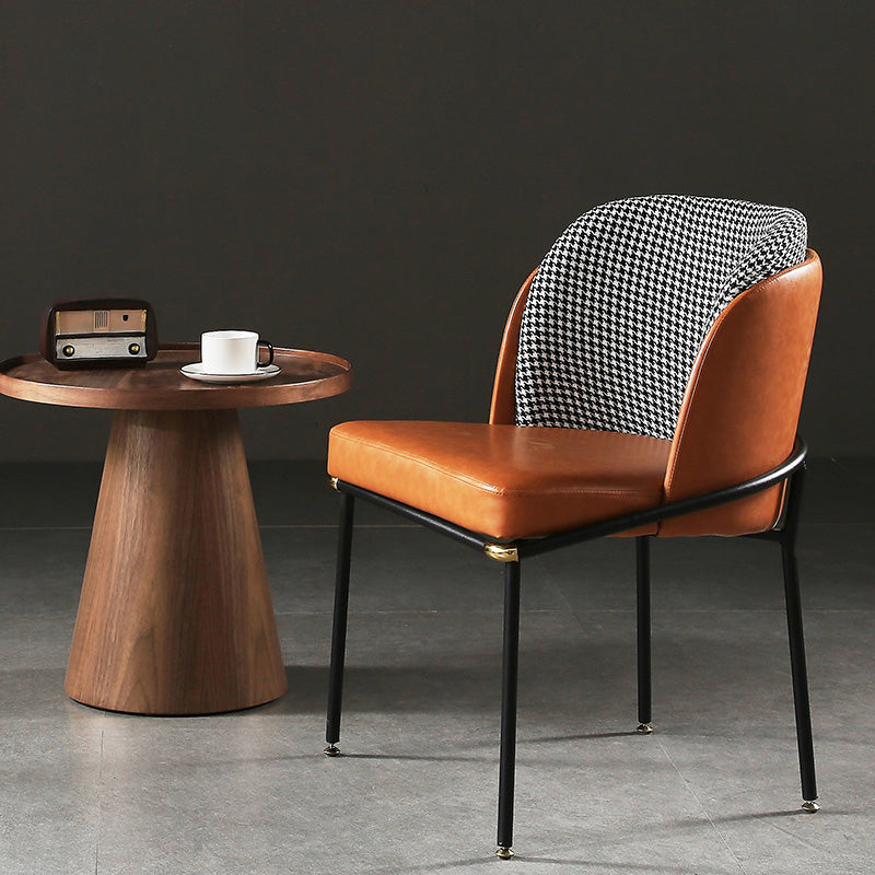 Vintage Leather Metal Dining Chair