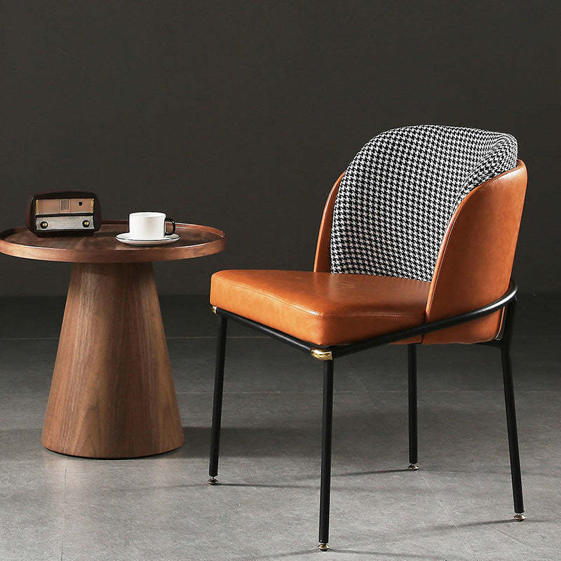 Vintage Leather Metal Dining Chair