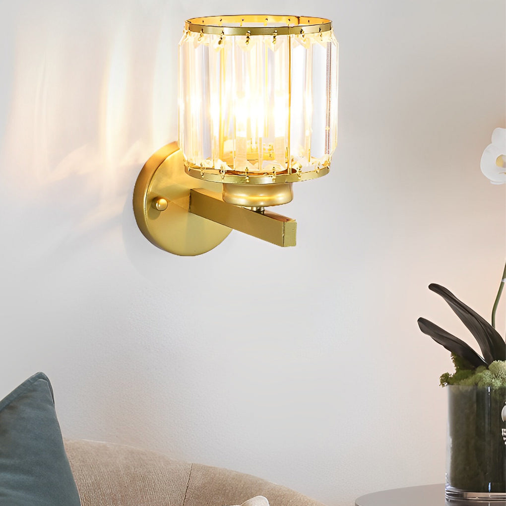 Round Crystal Glass Postmodern Plug-In Wall Sconce