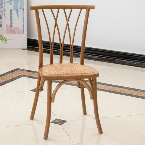Vintage Crossover Wood Dining Chair — Wood Color - Rattan