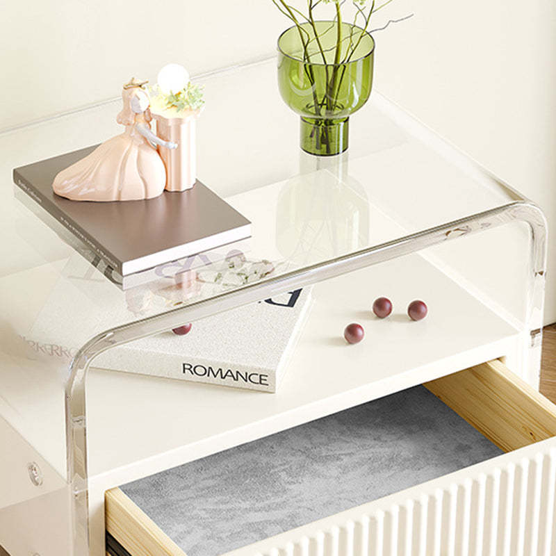 Modern Acrylic Rectangular Nightstand 1-Drawer