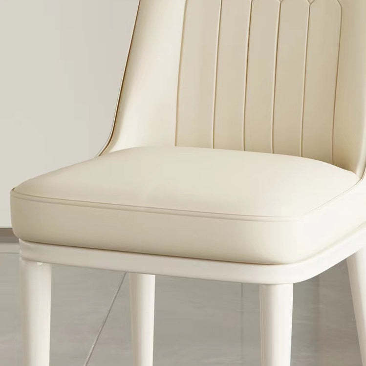 Minimalist PU Leather Steel Dining Chair — Gray