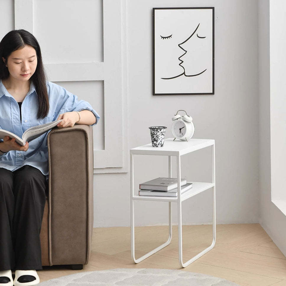 Modern Rectangular Iron 4-Leg Side Table