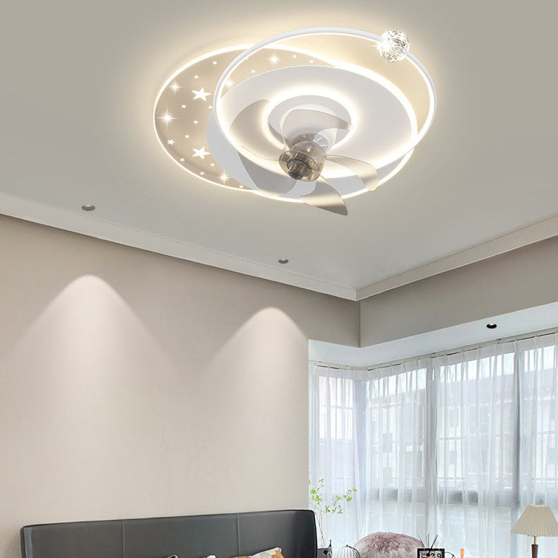 Contemporary Iron Acrylic Round LED Semi-Flush Fan Light