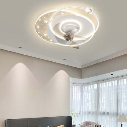 Contemporary Iron Acrylic Round LED Semi-Flush Fan Light