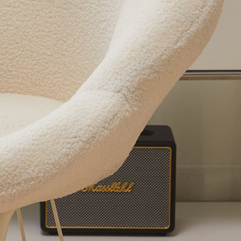 Minimalist Plum Lambswool Metal Vanity Stool — Elevated Shelf / Gray