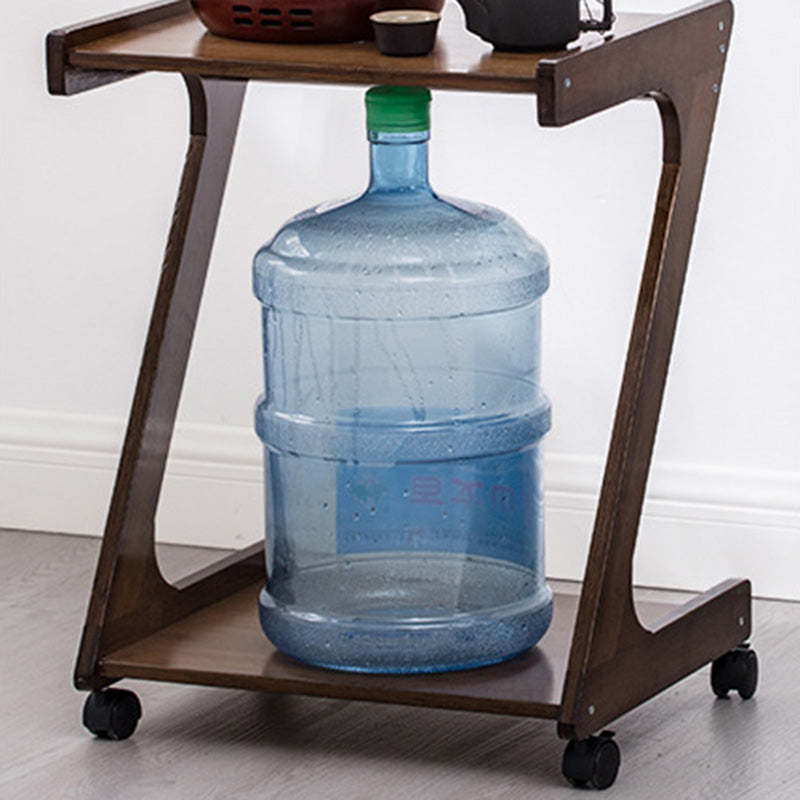 Vintage Z-Shape Wood Rolling End Table