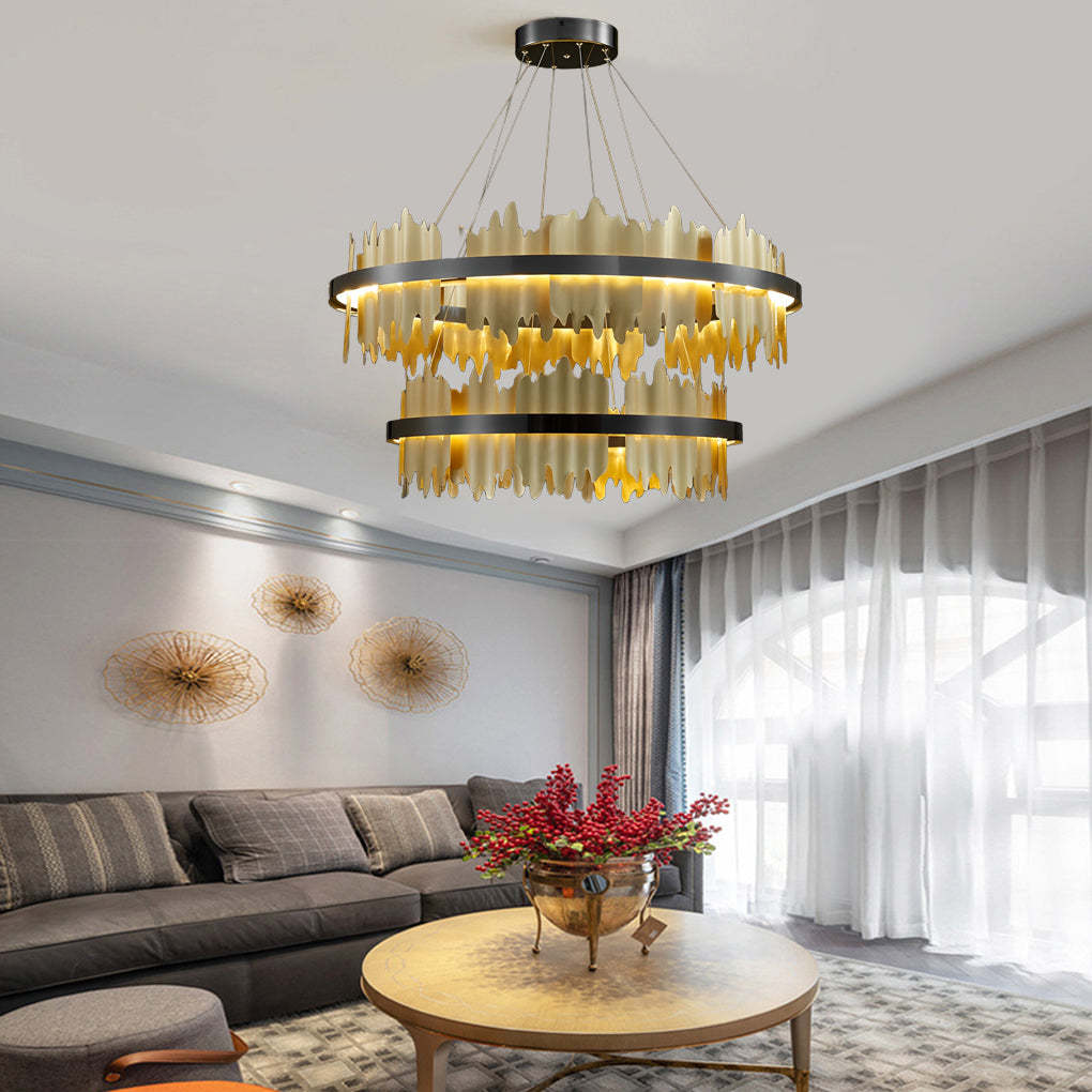 Circular Metal Dimmable LED Postmodern Chandelier