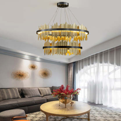 Circular Metal Dimmable LED Postmodern Chandelier