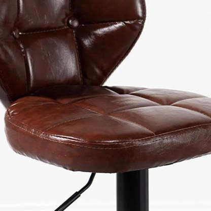 Minimalist Leather Metal Bar Stool — Black / White