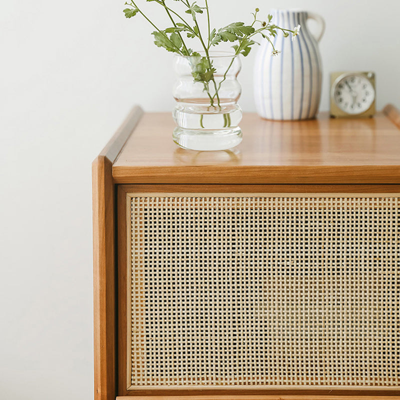 Retro Solid Wood 2-Drawer Nightstand