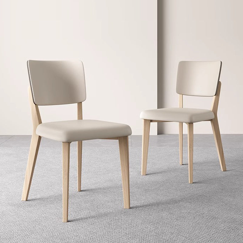 Nordic Leather Solid Wood Dining Chair — Log Color