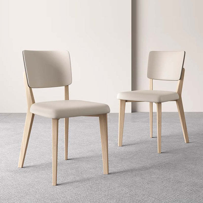 Nordic Leather Solid Wood Dining Chair — Log Color