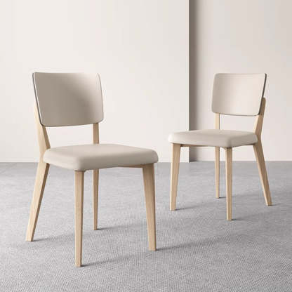 Nordic Leather Solid Wood Dining Chair — Log Color