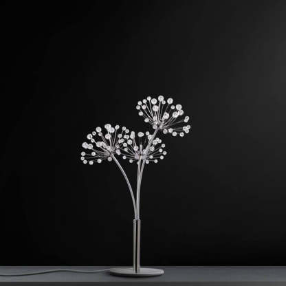 Nordic Dandelion Crystal Bead Iron 3-Light Table Lamp — Dimmer Switch / Warm Light (3000K) / 110V-120V For US/CA
