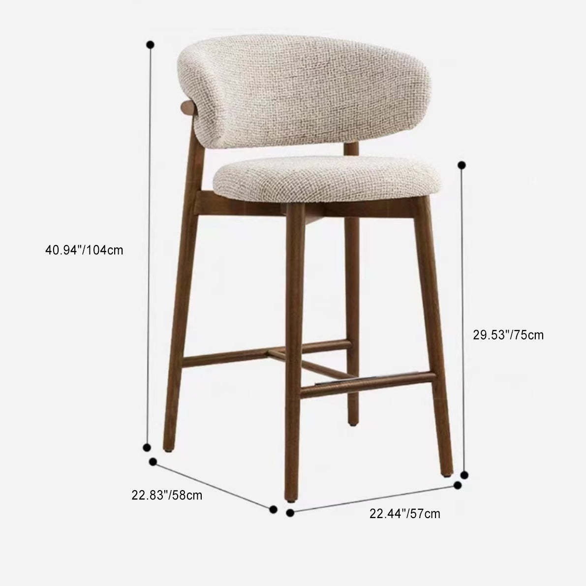 Nordic Fabric Wood Bar Stool